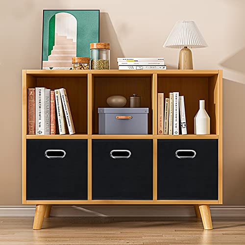 Black Fabric Cubby Storage Bins,13x13x13 Inches ,Cube Organizer Bin Foldable Storage Boxes with Dual Handles Fabric Organizer Box and collapsible Storage basket,Set of 6,Black - color: Black, size: 6 Pack
