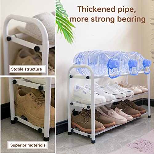 Gonfoam 3-Tier Expandable Shoe Rack,Adjustable Shoe Shelf Storage Organizer Heavy Duty Metal Free Standing Shoe Rack for Entryway Closet Doorway (White) - color: White, size: 3 Tier