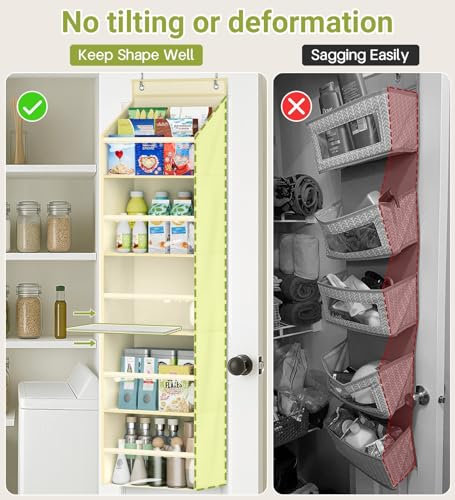 AOODA 2 Pack Over the Door Organizer, Large Capacity Closet Door Hanging Organizer, Clear Deep Pockets Baby Storage for Nursery, Bathroom, Bedroom, Pantry, Diapers (Light Yellow) - color: Light Beige, size: 2 Packs
