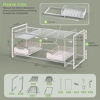 NETEL Under Sink Organizers and Storage,Kitchen Cabinet Organizer,2 Tier Under Sink Expandable Shelves，Bathroom Cabinet Organizer with Pull Out Drawers,(30.9-31.64)" W x 14.69" D x 15.83" H,White - size: Multi-functional with 2 pull out baskets(White)