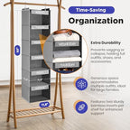 Handy Laundry Hanging Clothes Organizer for Kids - 6-Shelf Closet Daily Clothing Organization Labeled Shelves with Days of The Week Monday Through Friday, Weekday and Weekend (Grey) - color: Grey