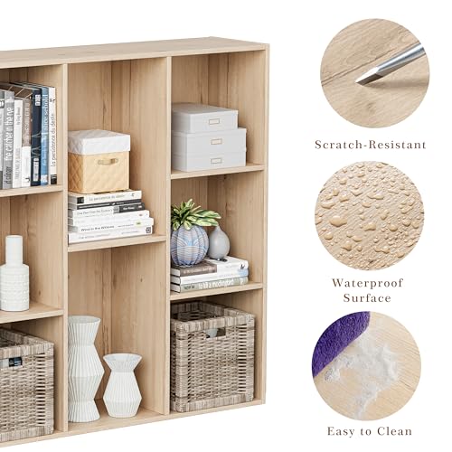 VDNEND Wooden Cube Storage Organizer with Closed Back Panel, 11in Cube Shelf Opening, Bookshelf, Display Shelf,Closet Cabinet for Home and Office (White Oak, 8-Cube 35.98L*9.45W*35.91H) - color: White Oak, size: 8-Cube 35.98L*9.45W*35.91H
