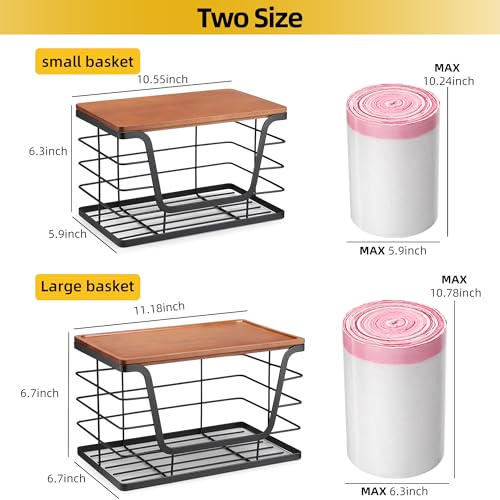 ALOCEO 2 Pack Stackable Storage Bins with Lids, Stainless Steel Extra Large Trash Bag Dispenser Roll Holder for Kitchen Sink, Laundry, Pantry Organizer and Storage, Walnut Black - color: 2-pack - Xl&l Walnut Black