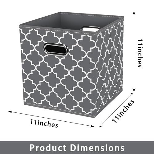 Fabric storage bins Cubes, Fabric Cube Organizer with Handle, Foldable Cube Bins for Cloth or Accessary Storage, 11x11x11, Set of 3, (Gray Light) - color: Gray Light, size: 3 Pack