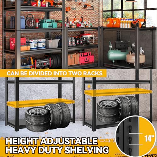6 Tier Garage Shelving, 82" H Heavy Duty Metal Storage Shelves, 3600LBS, 2-in-1 Adjustable Industrial Utility Shelf, Upgraded Reinforced Double-Layer Columns for Warehouse, Basement, Kitchen - size: 40"W x 16"D x 82"H