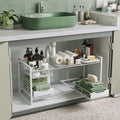 NETEL Under Sink Organizers and Storage,Kitchen Cabinet Organizer,2 Tier Under Sink Expandable Shelves，Bathroom Cabinet Organizer with Pull Out Drawers,(30.9-31.64)" W x 14.69" D x 15.83" H,White - size: Multi-functional with 2 pull out baskets(White)