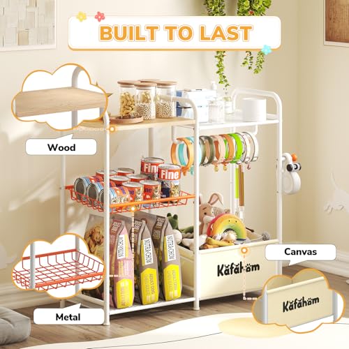 KAFAHOM Dog Toy Bin, Multi-Functional Dog Toy Basket with Collar Rod & Can Dispenser, Puppy Essentials Shelf, Dog Stuff Box, Perfect Basket for Dog Toys in Living Room, Great Gift for Pet Lovers - style: Ball Hook Shelf