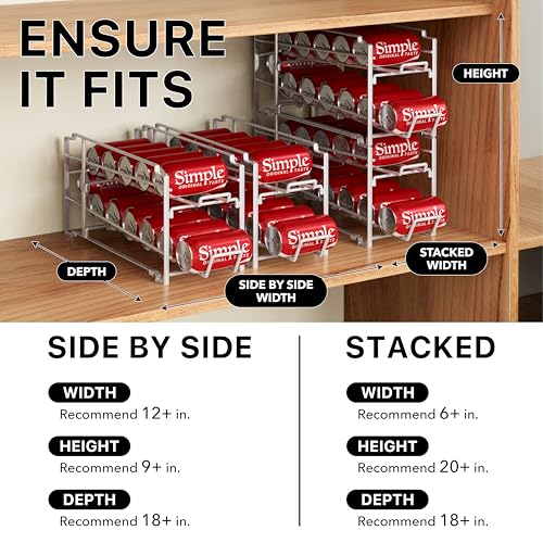 Simple Houseware Soda Can Organizer Stackable Rack Dispenser for Pantry/Refrigerator, White, 4 Pack - color: White