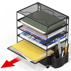 Simple Houseware 5-Tier Document File Tray with Supplies Sliding Drawer and Pen Bucket, Black
