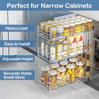ROOMTEC Pull Out Spice Rack for Narrow Cabinet (8" W X 20½" D),3 Tier Heavy Duty Sliding Spice Cabinet Organization Shelf Racks, Pull Out Shelves Under Cabinet Storage for Kitchen - size: 8" W x 20½" D, 3 Tier, Heavy Duty