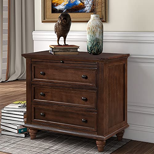Modern Storage Wood Cabinet with 3-Drawer, Sofa Table Console Table End Table with Pull Out Tray, Accent Table Furniture for Entryway Living Room Bedroom, Fully Assembly Bedside Table (Brown) - color: Brown