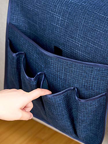 Sofa Armrest Organizer Non-Slip Arm Chair Hanging Caddy Remote Control Holder for Magazine, Phone, Books, Glasses(Navy,13in) - color: Navy, size: 35"x13"
