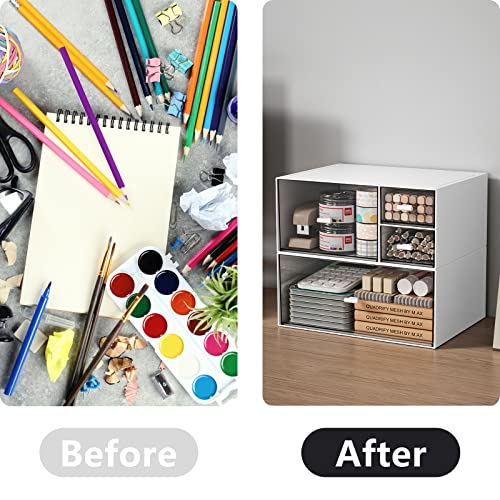 Desk Drawer Organizer, Stackable Storage Drawers, Plastic White Desk Organizers Great for Makeup Storage Bathroom Organization Accessories Etc - Large 1 Drawers (White) - size: 9*6.5*4inch - 1 Compartment