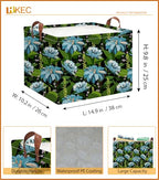 Rectangle Storage Basket with Handles,Collapsible Storage Bin,Books Box,Gift Basket(Blue Flower) - color: Blue Flower