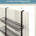 OYEAL Over The Door Hook Rack with 5 Hooks 2 Baskets Steel, Sturdy Durable Coat Rack Towel Hooks Hanging Organizer Shelves for Home Bedroom Bathroom Kitchen, Brown - color: Brown