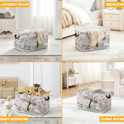 56L Animals Print Laundry Basket Clothes Hamper with Handles,Foldable Blanket Storage Large Laundry Hamper with Waterproof PE,Toy Storage Bin Organizer,Cube Clothes Organizer,Home Decor - color: Animals