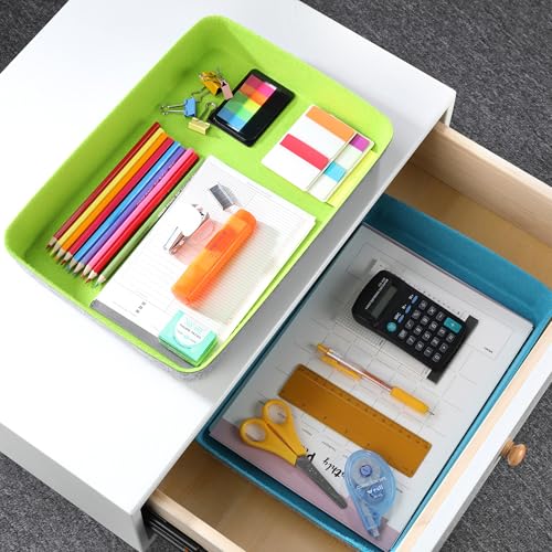 Welaxy 2-piece Office desk drawer organizer tray letter-size documents A4 paper book file Folder Holder storage bins (Green + Turquoise) - color: Green +Turquoise