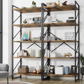 Shintenchi 2 Pieces 5 Tiers Bookshelf, Classically Tall Bookcase Shelf, Industrial Book Rack, Modern Book Holder in Bedroom/Living Room/Home/Office, Storage Rack Shelves for Books/Movies-Rustic Brown - color: 2pcs/Rustic Brown