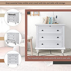 Modern Storage Wood Cabinet with 3-Drawer, Sofa Table Console Table End Table with Pull Out Tray, Accent Table Furniture for Entryway Living Room Bedroom, Fully Assembly Bedside Table - color: White