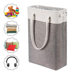 i BKGOO Laundry Basket with Handles white&Grey Coffee-Slim Laundry Bin Collapsible Dirty Clothes Basket Narrow Laundry Bag Foldable Dirty Hamper for Camping, Dorms, Apartments - color: white&Grey Coffee