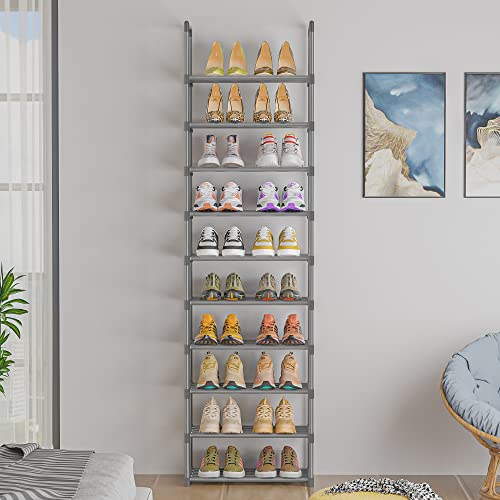 OYREL 10-Tier Metal Shoe Rack, Narrow Shoe Rack Organizer, Sturdy Shoe Shelf for Closets, Entryway, Bedroom, Garage - Silver - color: Silver, size: 17.1"W x 11.8"D x 78.7"H in 10 tier