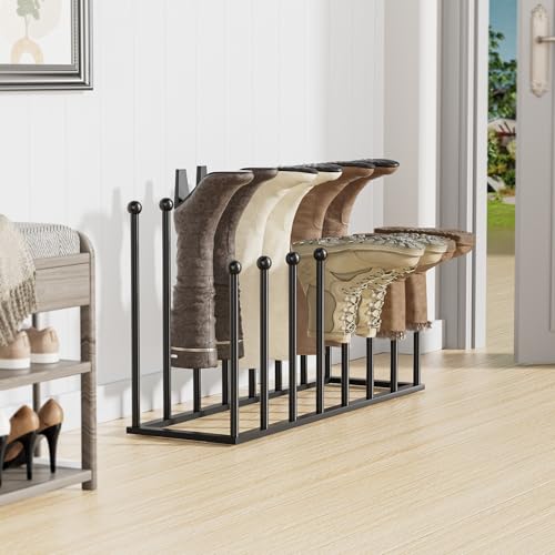 pickpiff Free Standing Shoe Racks - Black Metal Boot Rack Organizer Tall Boots for Dorm Room, Closet, Entryway, Bedroom, Patio Outdoor, Hallway, Black, Shoe Storage Fit for 8 Pairs - color: Black, size: Large for 8 Pairs