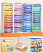 Redtwo 48pcs Diamond Painting Storage Containers Trays with Two Layers, 3-in-1 Diamond Painting Trays with Lids, Diamond Art Accessories, Diamond Art Drills Storage & Line-Up - style: 48-PCS