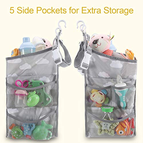 Accmor Hanging Baby Diaper Caddy Organizer, Diaper Stacker, Baby Crib Hanging Classified Storage Bag Organizer for Changing Table, Crib, Playard or Wall & Nursery Organization, Grey Cloud - style: Style B-Grey