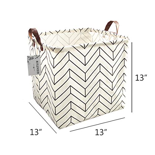 Square Canvas Toy Storage Bins Basket with Handle Collapsible Toy Organizer for Nursery Storage, Kid's Toy & Laundry, Gift Baskets(White-Geometric) - color: White-Geometric