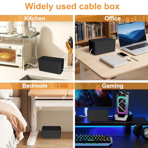 Mini Cable Management Cord Cover Wire Hider Box Concealer Organizer Protector System for Home Theater Entertainment Center Office School (Mini, Black) - color: Black