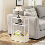 TUTOTAK Narrow Side Table, Small End Table with Charging Station, Nightstand with Fabric Basket, Bedside Table for Small Space, Livingroom, Bedroom White TB01BW095 - color: White