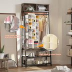 VERONLY Hanging Shoe Organizer for Closet-Collapsible Storage Rack with 25 Sections & 4 Side Pockets, Hanging Shoe Shelves for Hats,and Clothes, Beige - style: 3-Column Beige