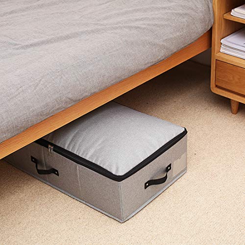 AMJ Under Bed Storage Organizer, Set of 3, Underbed Closet Storage Solution for Closet Organizers Storage Containers with Durable Handles Thick Fabric, Breathable, Linen Dark Gray - color: Dark Gray, 3PCS