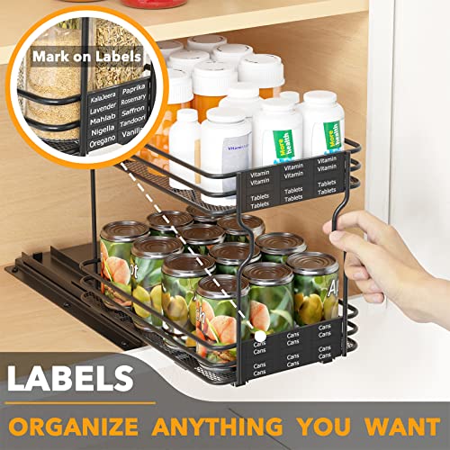 SpaceAid Pull Out Spice Rack Organizer for Cabinet, Heavy Duty Slide Out Seasoning Kitchen Organizer, Cabinet Organizer, with Labels and Chalk Marker, 6.5" W x10.75 D x8.5 H, 1 Drawer 2-Tier - style: 6.5" W, 2-Tier