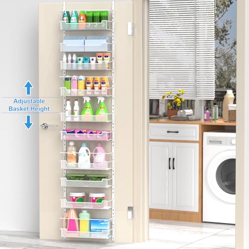 VyGrow Over the Door Pantry Organizer, 10-Tier Over the Door Organizer with Adjustable Basket, Pantry Door Organization for Pantry Kitchen Storage Room Spice Rack, White - color: White, size: 16.5"W 10-Tier