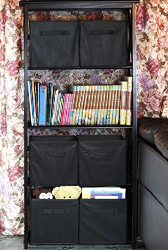 Simple Houseware Foldable Cube Storage Bins, 11-Inch Black, 6-Pack Fabric Cubes Organizer for Closet or Shelves - color: Black