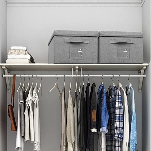 Graciadeco 22.8qt Closet Storage Boxes with Lids Gray Folding Keepsake Storage Bins Stackable Flat Lidded Carboard Storage Contaner for Clothes Barbie Shoes, 2 Pack - color: Grey