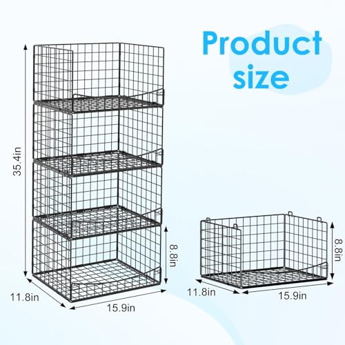 JKsmart 4-Tier Stackable Closet Organizers and Storage Shelves, Extend Clothing Closet Shelf Bins for Jeans Pants Sweaters - Wardrobe Cupboard Clothes Organizer System-Wider Mouth Design - color: Black, size: 4-Tier 15.9''W×11.8''D×35.4''H