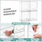Sorbus Acrylic Storage Containers - 4 Pack, Stackable Storage Bins Set for Bathroom Organization - Clear Acrylic Drawer Organizers - Makeup Case Pull-Out Drawers (7.6’’ Tall) - size: 4 Pack, 7.6’’ Tall