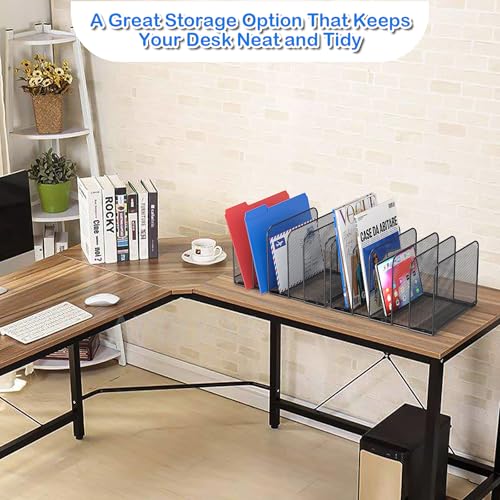 TOPCJ 5 Sections Desk File Holder/Rack/Sorter,Mesh File Organizer,File Folder Organizer,Metal Upright Desktop Organization for Documents,Magazine,Kitchenware,Antiskid,Antirust,Sturdy,2 Packs - style: 2 Packs