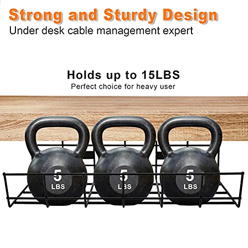 Under Desk Cable Management- 2 Pack Cord Organizer. Metal Wire Cable Management Tray for Office, Studio and Home. Super Sturdy Under Table Cable Management - Black Cable Organizer - color: Black*2Pack