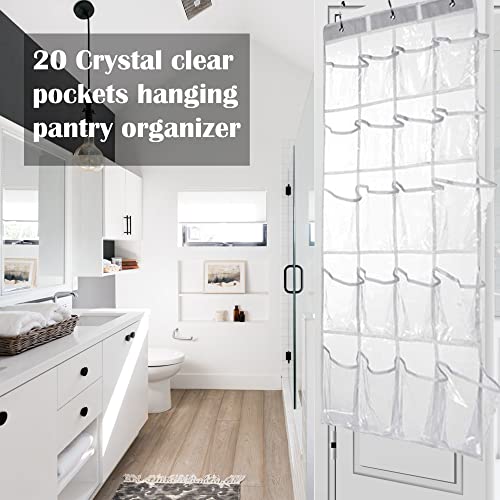 HomeRoots 2 Pack Minimalist Clear Over the Door Pantry Organizer, 20 Pockets