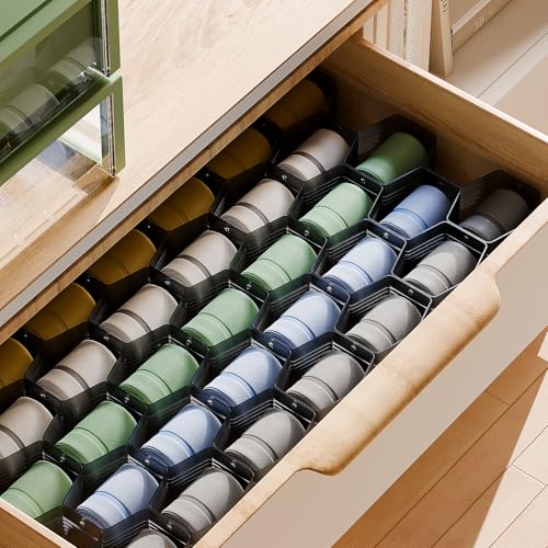 Honeycomb Separator Adjustable Drawer Organizer Divider for Underwear Belt-Scarf Socks Organizer (Black(4pcs)) - color: Black(4pcs)