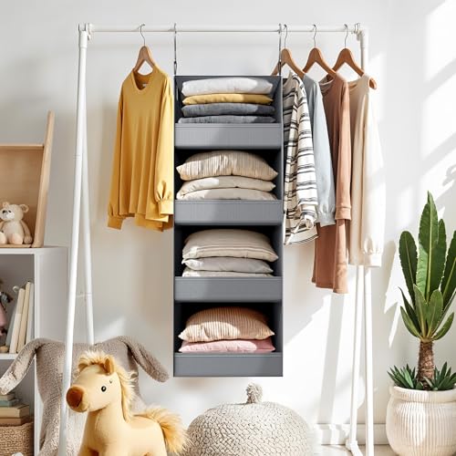 GRANNY SAYS 4-Shelf Hanging Organizer, Closet Hanging Shelves, Closet Hanging Storage Organizers, Organization for Bedroom, Living Room, Baby Nursery, Camper Accessories, Gray, 1-Pack - color: 4-shelf Ash Gray, size: 1-Pack