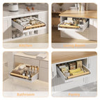2 Pack No-Drill Pull Out Cabinet Organizer 15.3'' Deep Expandable Slide Out Drawers for Kitchen Pantry & Under Sink Storage, Adhesive Nano Film Mount, White - color: 2 Pack White