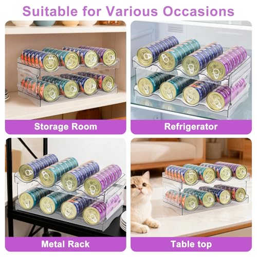 Cat Food Can Organizer, Can Organizer for Pantry, Transparent Cat Food Storage Container Holds 48 (3.5oz) Cans, Canned Food Organizer and Storage for Countertop Kitchen Cabinet (4 Tier-2 Layer) - color: 4 Tier-2 Layer