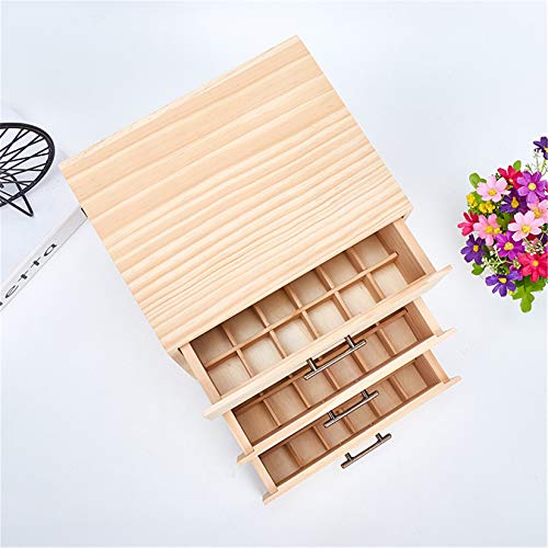 Pure Vie Wooden Essential Oil Storage Box Home Fragrance Carrier Case, Holds 90 Bottle (Fits 5-15ml) - Aromatherapy Organizer Makeup Nail Polish Perfume Container - Keep Your Oil Safe & Space Saver