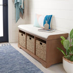 Safavieh American Homes Collection Lonan Grey and White Wicker Storage Bench - color: Sepia