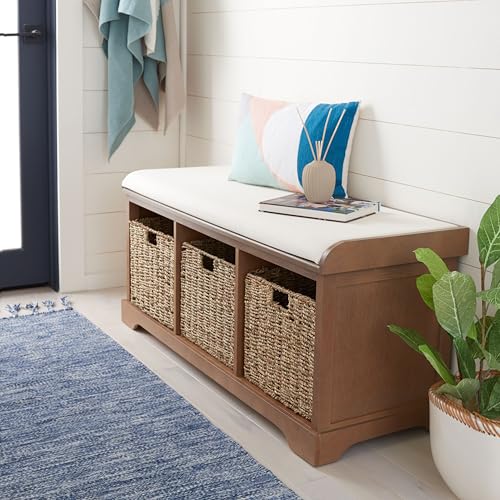 Safavieh American Homes Collection Lonan Grey and White Wicker Storage Bench - color: Sepia