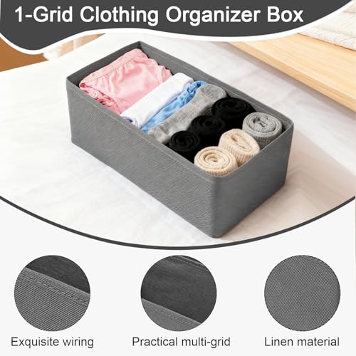 1 Pcs Drawer Organizer Storage Box for Underwear Socks Closet Divider for Wardrobe Dresser Vanity Space Saving Use(Grey) - color: Grey-1, size: Medium